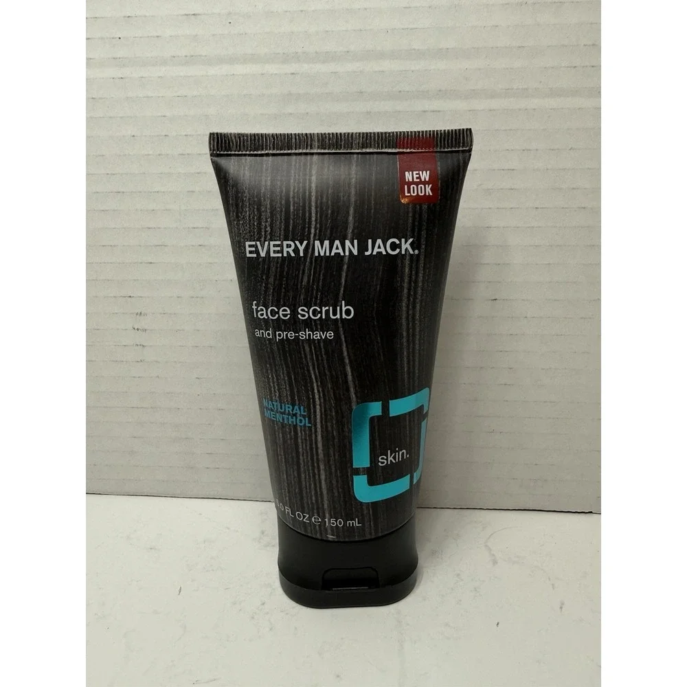 New 5 Oz Every Man Jack Face Scrub and Pre Shave Natural Menthol Fragrance Free